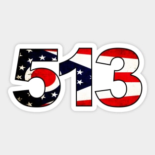 CINCINNATI OHIO 513 AREA CODE FLAG GRUNGE MIDDLETOWN OXFORD HAMILTON Sticker